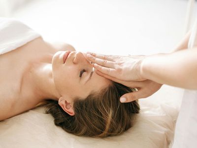 Serene woman face after relaxation session